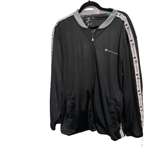 Champion‎ Reversible Mesh Bomber Jacket Black & Tropical Print Mens XL - Picture 3 of 8